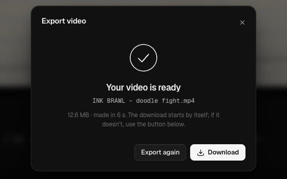 EasyCut saying the finished video is ready to download