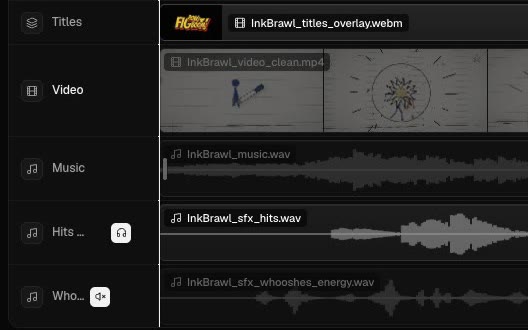 A video from Claude in EasyCut: titles, video, music and sound effects, each on its own track